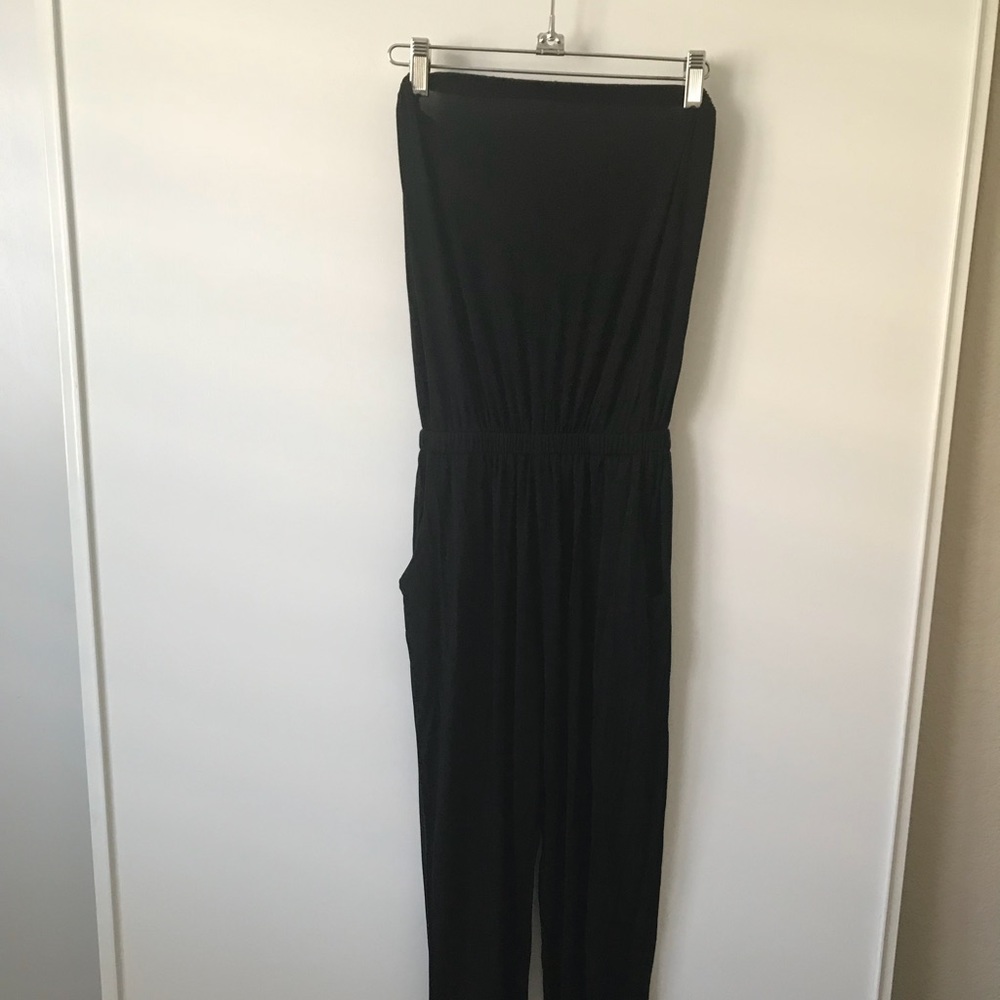 Black Piko Strapless Jumpsuit